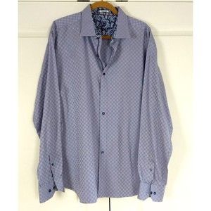 BUGATCHI UOMO Lavender Geometric XXL Button Up Dress Shirt Flip Cuff Long Sleeve
